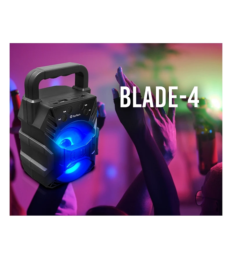 Toptech Blade-4 Bluetooth Party Speaker, 3" Woofer, Disco Lights