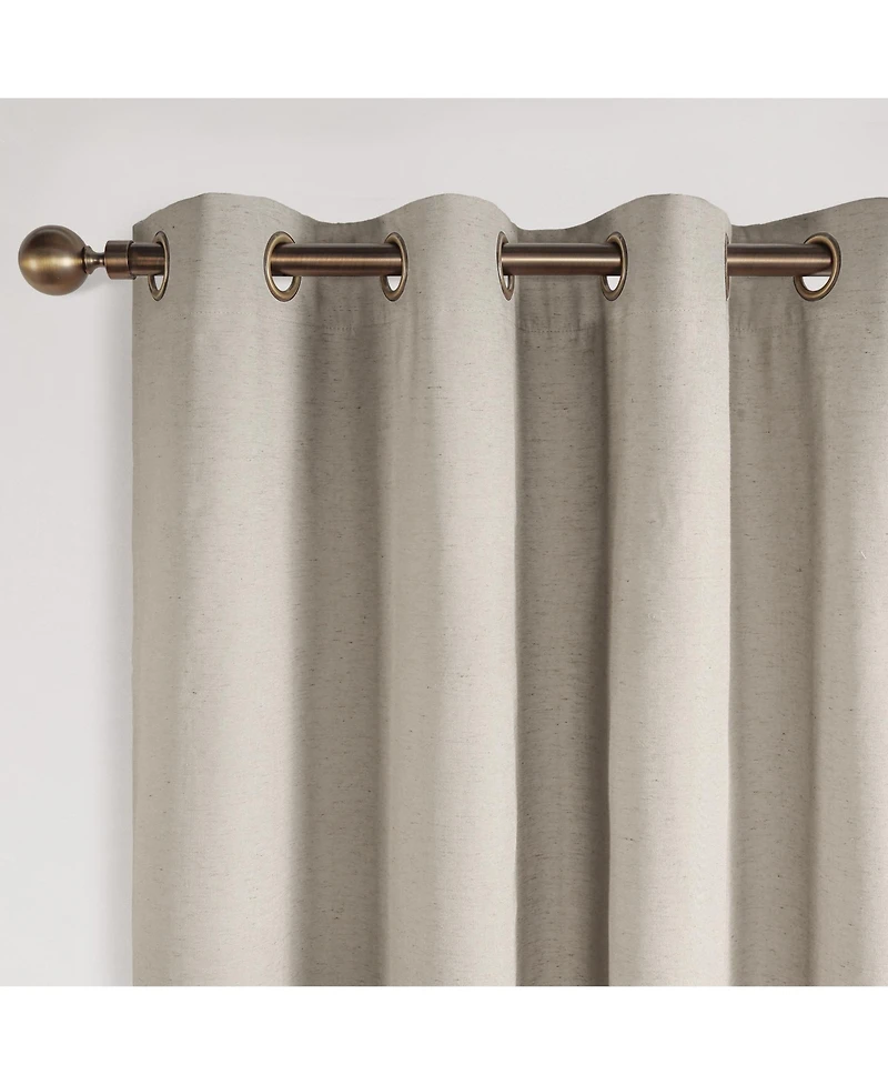 Linen Blend Total Blackout Grommet Curtains Pair