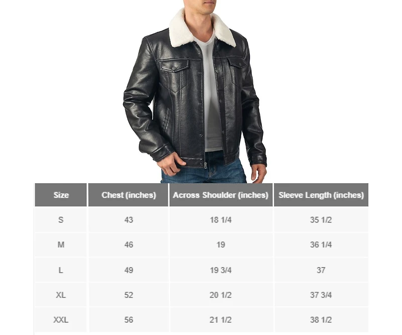 Alpine Swiss Men's Aaron Fitted Trucker Jacket Sherpa Collar Faux Leather Casual Coat