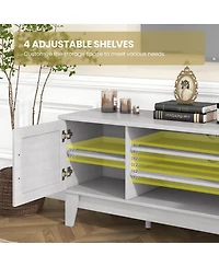 Gymax Farmhouse Tv Stand for TVs Up to 65 Inches w/ 2 Barn Door Cabinets & 4 Shelves