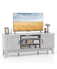 Gymax Farmhouse Tv Stand for TVs Up to 65 Inches w/ 2 Barn Door Cabinets & 4 Shelves