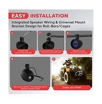 Pyle 8'' Marine Wakeboard Speaker System with Led Lights, 300W, Black