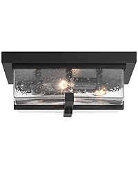 Franklin Iron Works Grambling 11 3/4" Farmhouse Flush-Mount Ceiling Light Fixture Kitchen Foyer 4-Light Rustic Black Finish