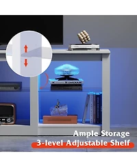 Wlive Tv Stand with Led Lights for Tvs up to 65 inch Entertainment Center with Glass Shelves Modern TV Console for Living Room Media Console with Stor