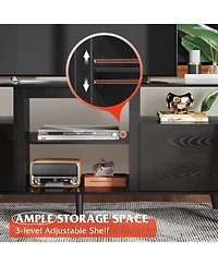 Wlive Mid-Century Modern Tv Stand for 65" Console Cabinet Open Shelves Entertainment Center Living Room and Bedroom