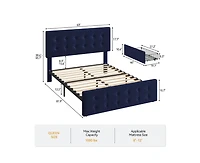 gaomon Queen Size Bed Frame with 4 Storage Drawers and Headboard, Velvet Upholstered Platform Bed Frame with Wooden Slats Support