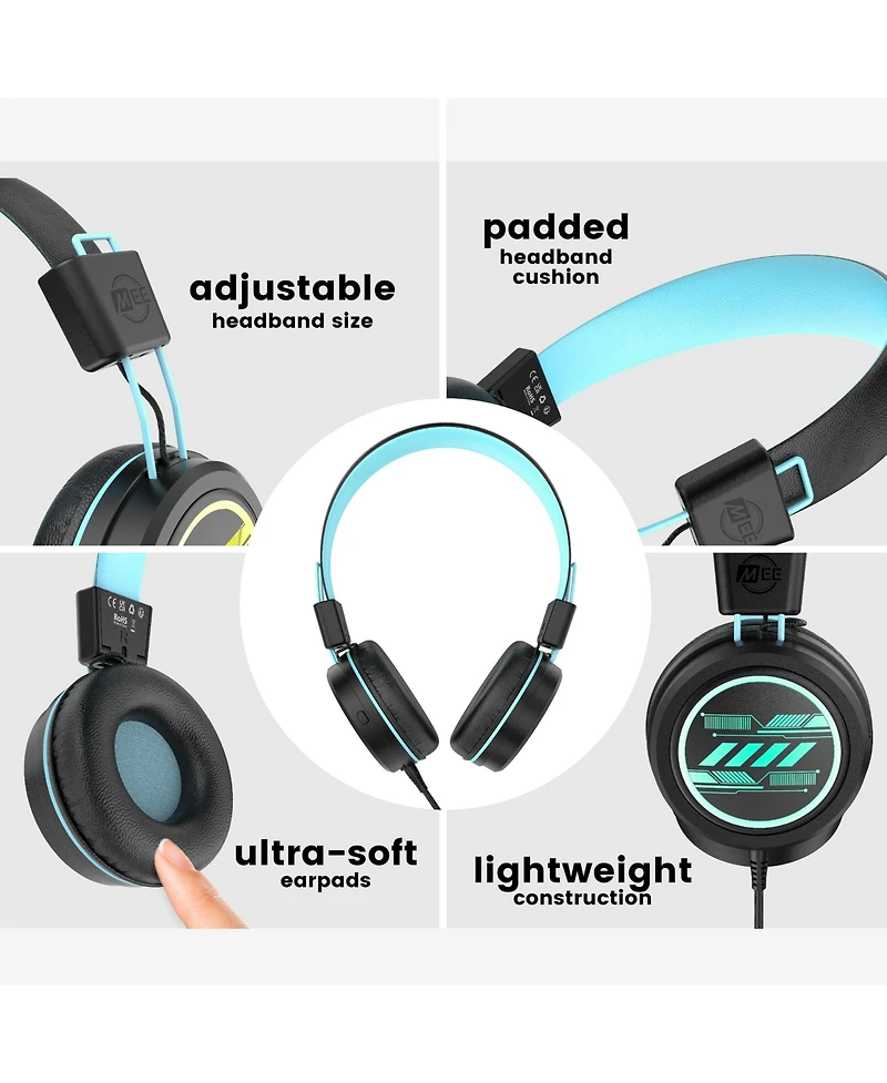 Mee audio KidJamz KJ55U (2 Pack) Usb-c Kid s Headphones w/ Led Lights