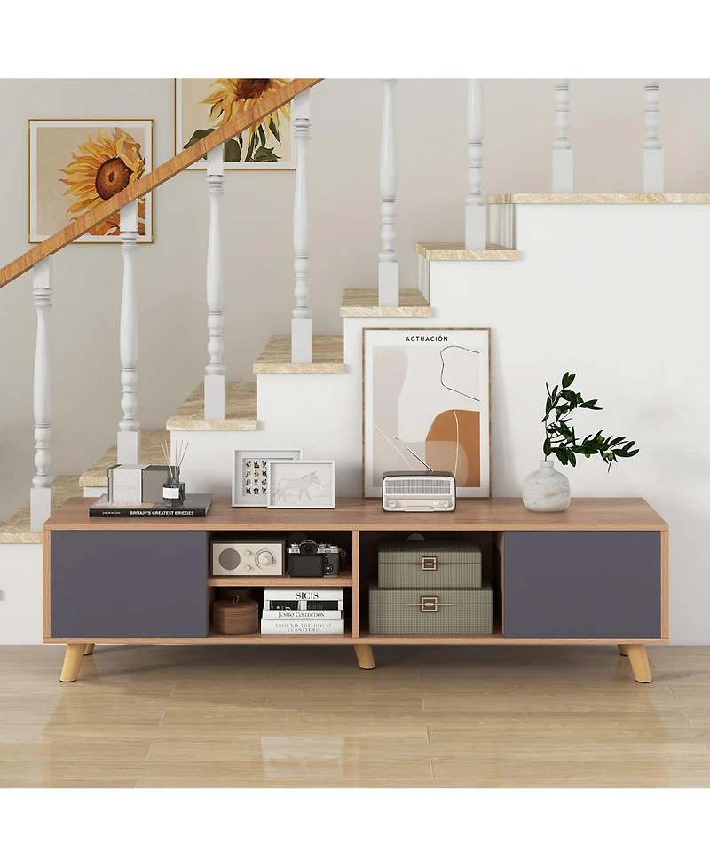 Gymax Tv Stand for Tvs up to 65'' Modern Rustic Tv Cabinet w/ Open Shelf TV Console Table