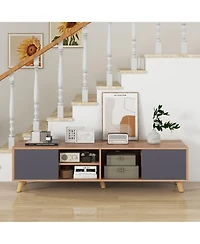 Gymax Tv Stand for Tvs up to 65'' Modern Rustic Tv Cabinet w/ Open Shelf TV Console Table