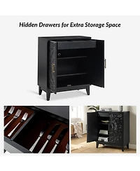 Eusebio Traditional Accent Cabinet with Hidden Drawer and Tapered Legs
