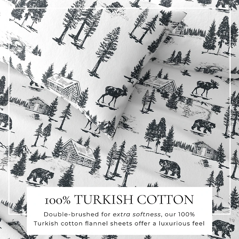 Linery & Co. Ultra-Soft Turkish Cotton Flannel Lodge Print Sheet Set