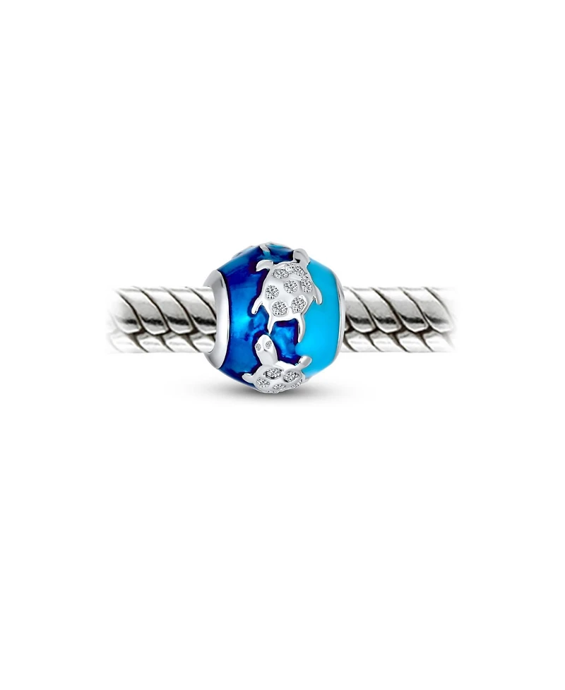 Bling Jewelry Tropical Ocean Blue Sea Turtle Charm Bead Sterling Silver European Bracelet