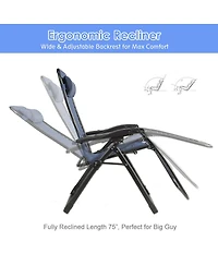 Gymax Folding Zero Gravity Lounge Chair Recliner w/ Cup Holder Tray Pillow