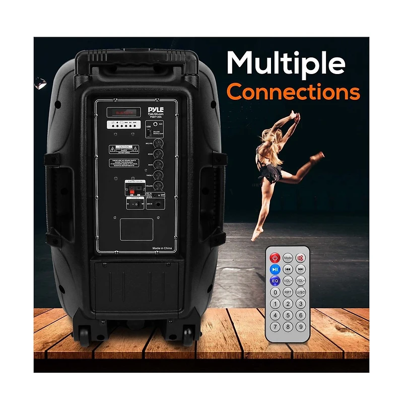 Pyle Bluetooth Pa Speaker with Wireless Microphone – Portable Karaoke System with Rechargeable Battery, MP3/Usb/Sd, Uhf Wireless Mic, 1200W