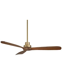 Casa Vieja 52" Delta Modern Indoor Ceiling Fan 3 Blade Remote Control Soft Brass Finish Walnut Finish Blades Bedroom Dc Motor