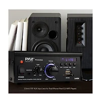Pyle Stereo Power Amplifier System - Digital Audio Speaker Amp with MP3/Aux/Usb/Sd/Fm/Bluetooth, Led Display, 2 x 40W