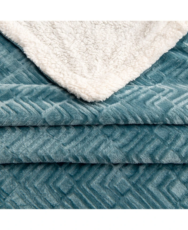 Linery & Co. Velvet Plush Reversible Sherpa Throw Blanket