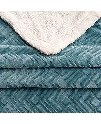 Linery & Co. Velvet Plush Reversible Sherpa Throw Blanket