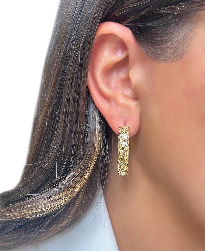Le Vian Nude Diamond & Chocolate Diamond Filigree Hoop Earrings (1/2 ct. t.w.) in 14k Honey Gold