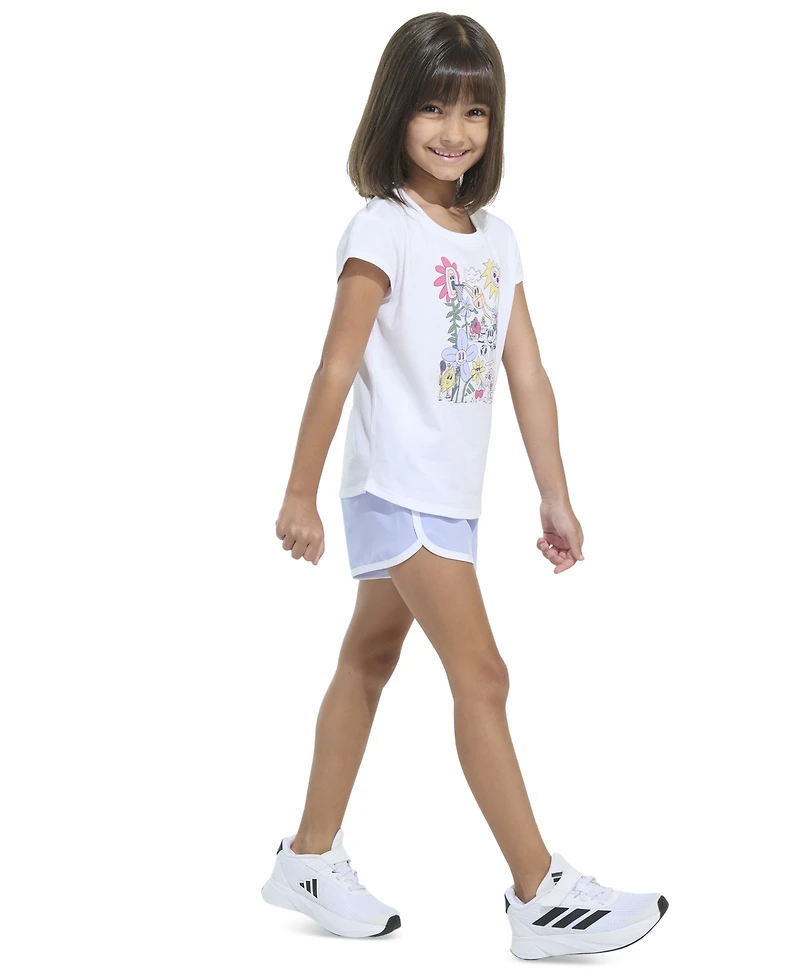 adidas Toddler & Little Girls Cap-Sleeve T-Shirt & Woven Shorts, 2 Piece Set