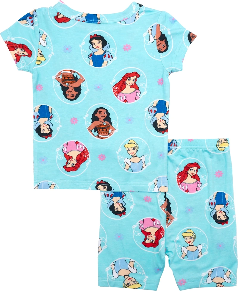 Disney Princess Toddler Girls Short Sleeve and Biker Shorts, 2-Piece Pajama Set