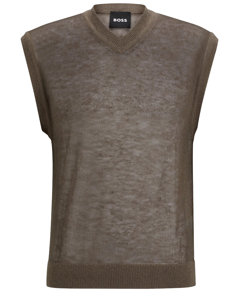 Boss by Hugo Men's Regular Fit Wool-Blend Sleeveless Sweater