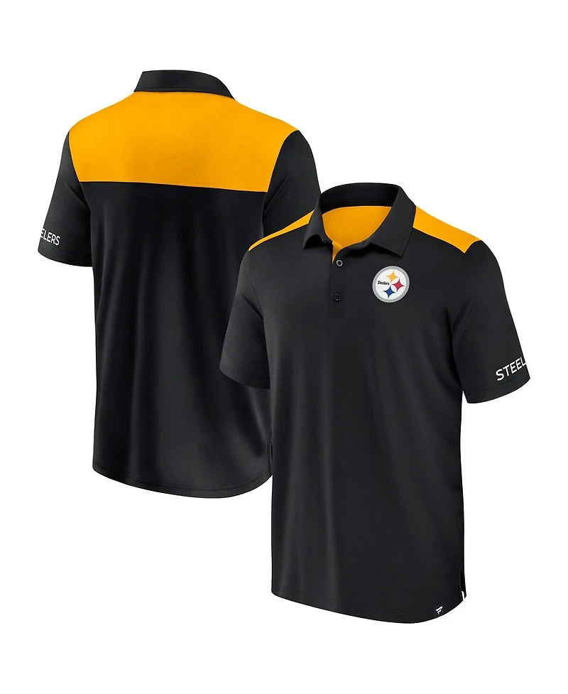 Fanatics Men's Black/Gold Pittsburgh Steelers Colorblock Polo