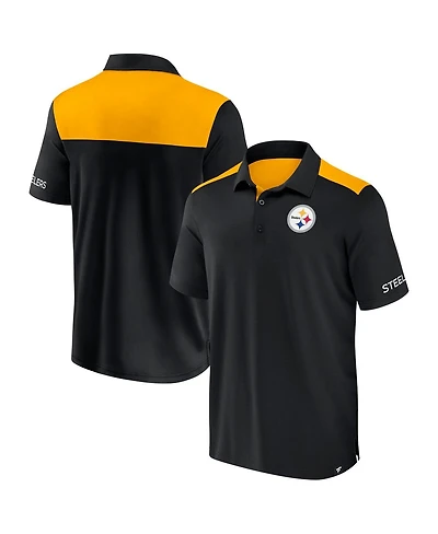 Fanatics Men's Black/Gold Pittsburgh Steelers Colorblock Polo