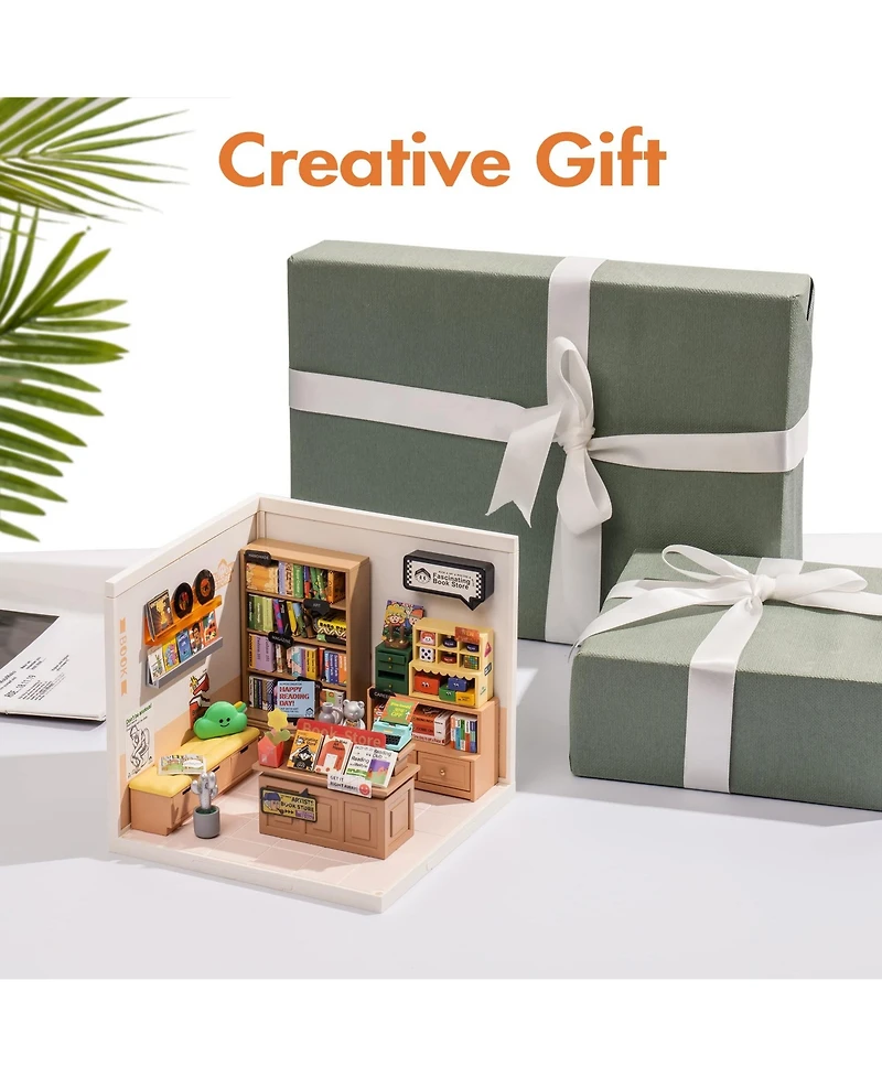 Robotime 3D Puzzles Plastic House Building Set Toy Diy Miniature Dollhouse Playset Gifts for Teens Adults, Multicolor