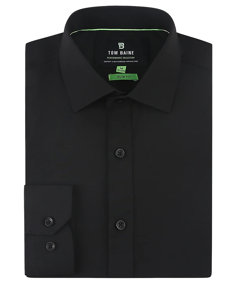 Tom Baine Men Slim Fit Four Way Stretch Solid Dress Shirt