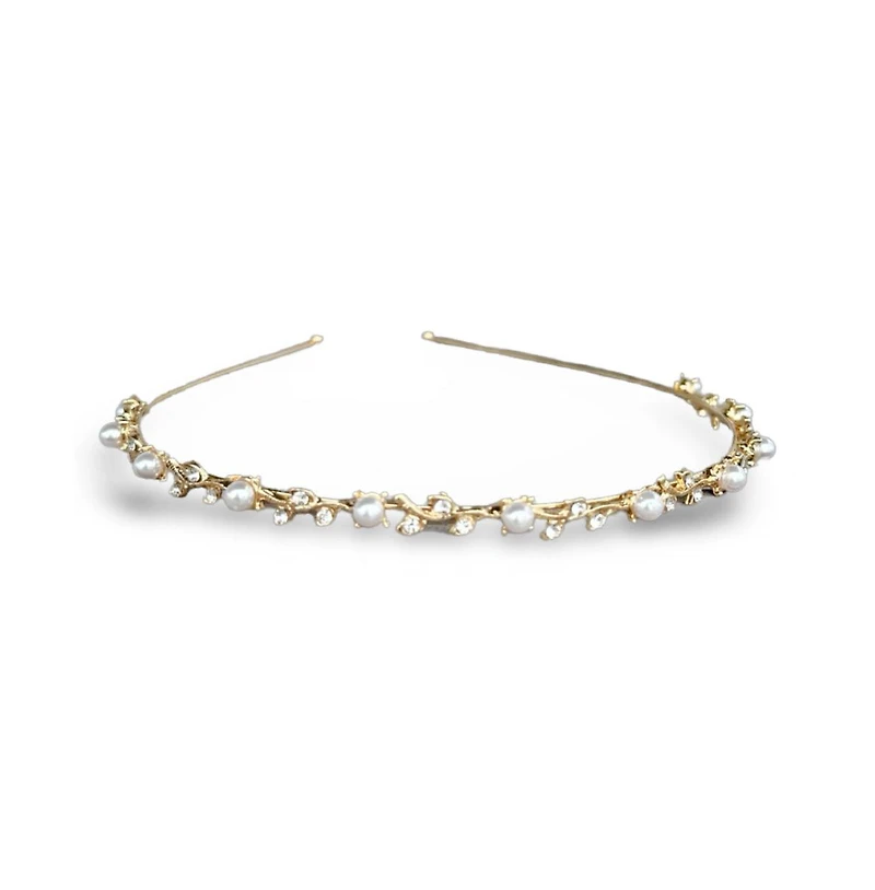 Thin Embellished Headband - Gem Leaf