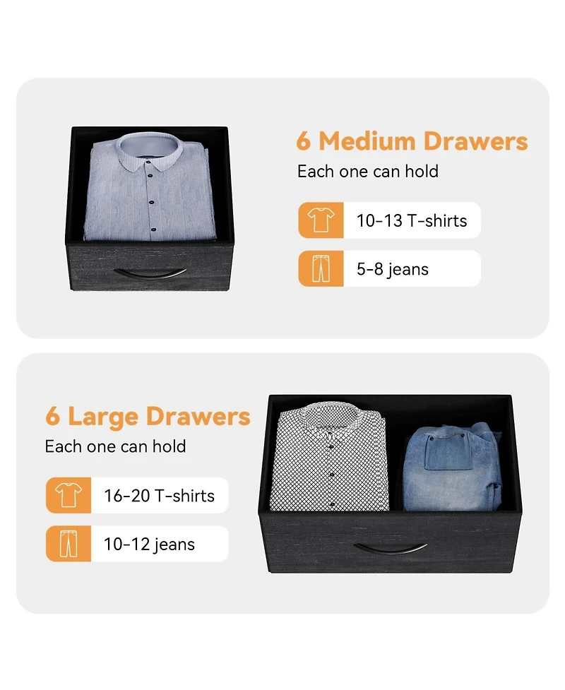 gaomon 12 Drawer Dresser for for Bedroom, Fabric Dressers & Chest of Drawers
