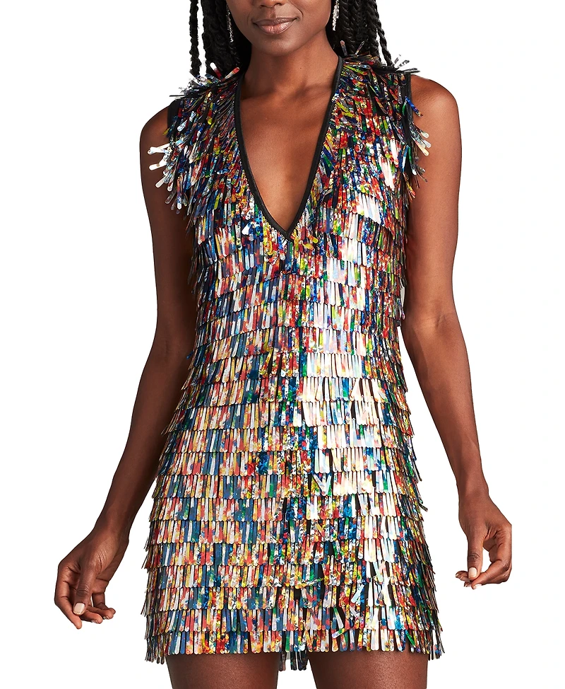 Tadashi Shoji Women's Birdie Sequin Fringe Mini Dress