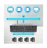 Pyle Bluetooth Home Audio Amplifier, 4-Ch. Audio Source Stereo Receiver System with Fm Radio, MP3/Usb/Sd/Aux Playback (500W Max)