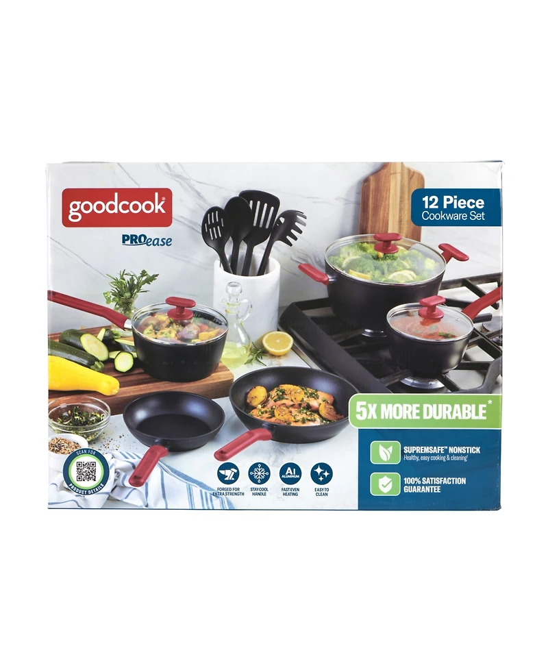 GoodCook ProEase Aluminum Nonstick 12-Piece Cookware Set