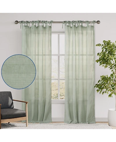 Grayson Stripe Sheer Tie Top Curtains Pair, 52"X84"
