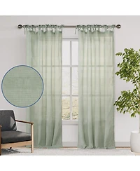 Grayson Stripe Sheer Tie Top Curtains Pair, 52"X84"