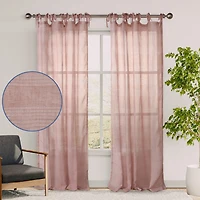Grayson Stripe Sheer Tie Top Curtains Pair, 52"X84"