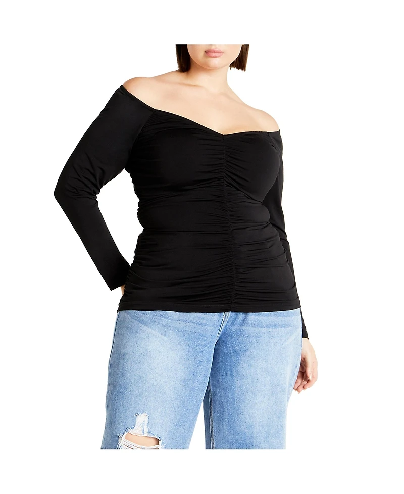 City Chic Plus Ruched Sally Top