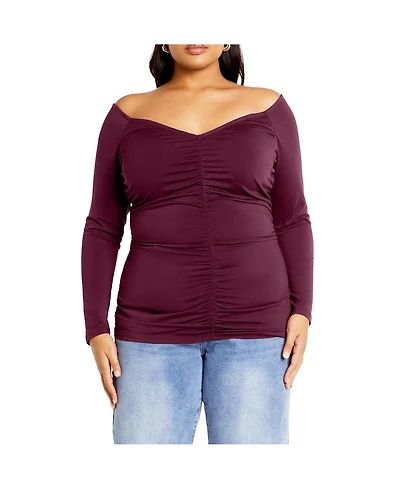 City Chic Plus Size Ruched Sally Top
