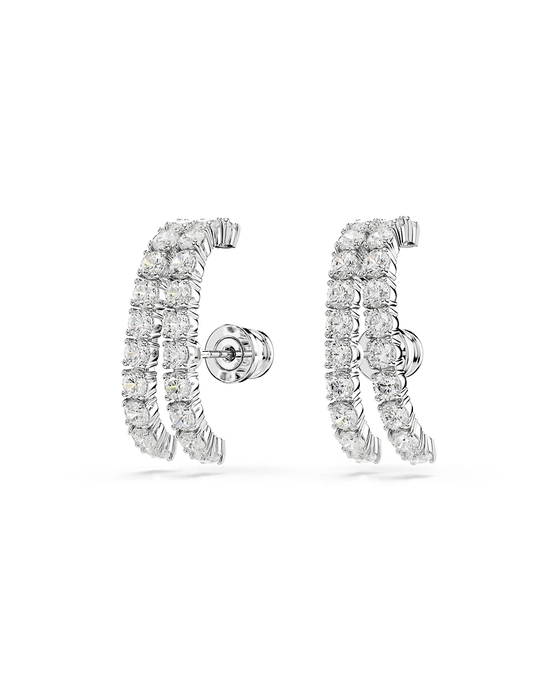 Swarovski Matrix White, Rhodium Plated Round Cut Cuff Earrings