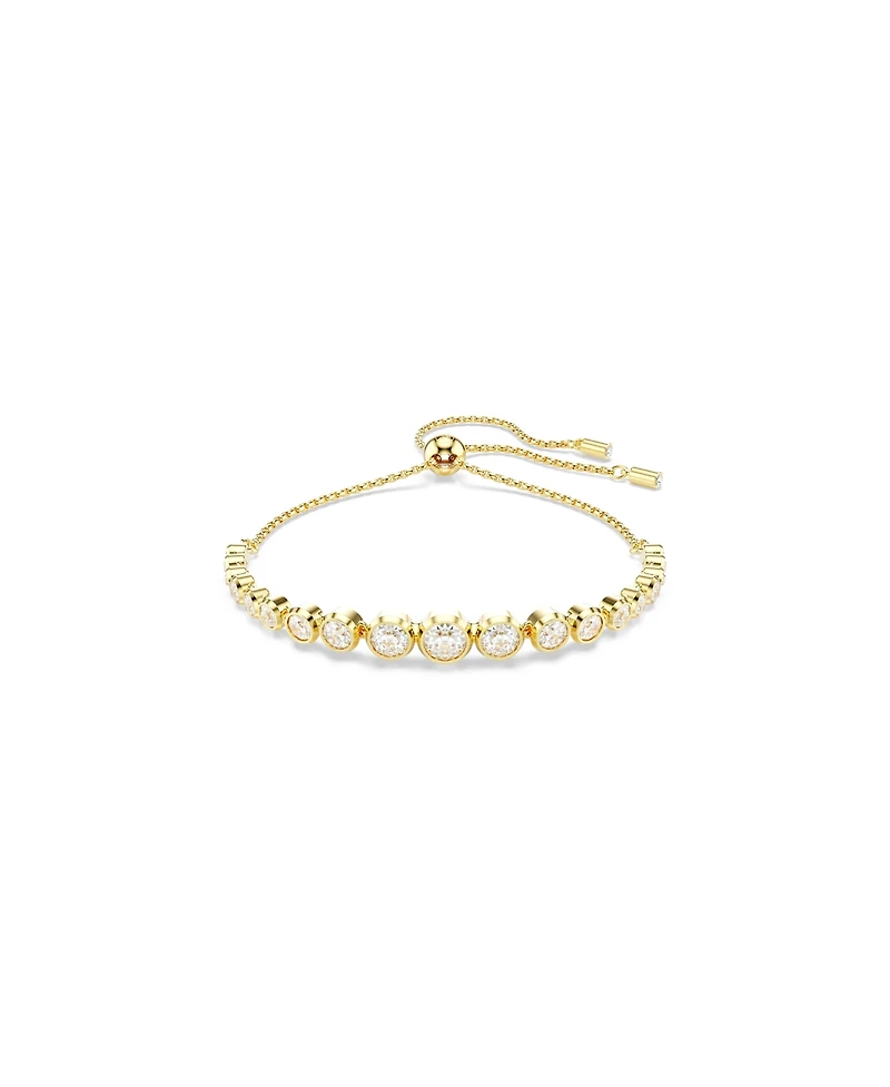 Swarovski Imber White, Gold-Tone Plated Mixed Round Cuts Tennis Bracelet