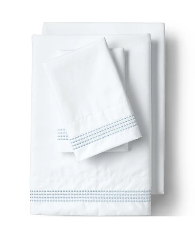 Lands' End Supima Cotton No Iron Sateen Embroidered Sheets - 400 thread count