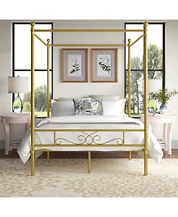 Slickblue French Country Four Poster Metal Canopy Bed