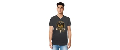 Black Adam Mens Justice Society Short Sleeve Adult V Neck Premium Cotton Tee / T-Shirt