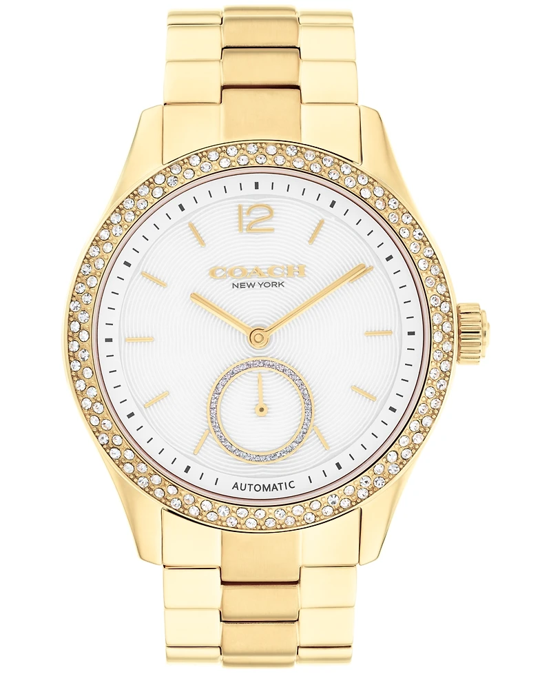 Coach Women's Brooks Automatic Gold-Tone Stainless Steel Bracelet Watch, 38mm