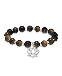 Macy's Silver-Plated Beaded Lotus Charm Stretch Bracelet