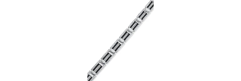 Men's Black and Grey Cable Bracelet in Stainless Steel