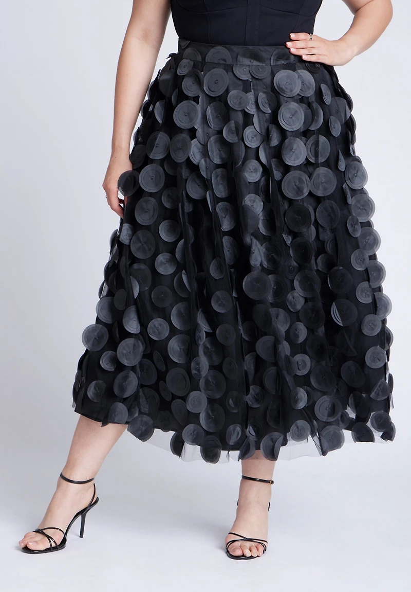Eloquii Women's Dimensional Dot Full Skirt