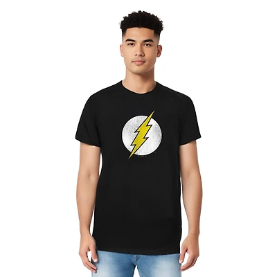 Dc Flash Mens Comics Neon Distress Logo Short Sleeve Adult Tee / T-Shirt
